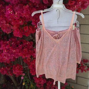 Gilligan & O'Malley PJ (2) piece short set Peach Paisley Print Large knit